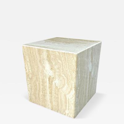 Midcentury Italian Modern Travertine Marble Cube Cocktail Table or Side Table