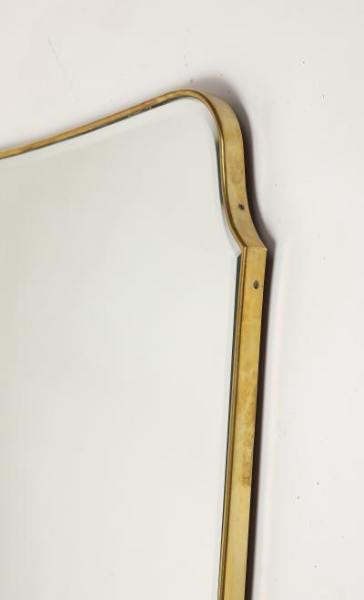Midcentury Italian Modernist Large Shaped Brass Beveled Wall Mirror
