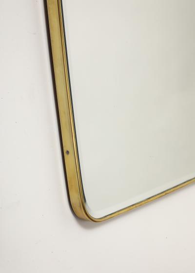 Midcentury Italian Modernist Large Shaped Brass Beveled Wall Mirror