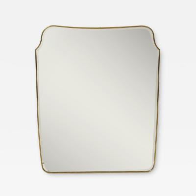 Midcentury Italian Modernist Large Shaped Brass Beveled Wall Mirror