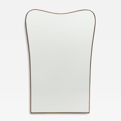 Midcentury Italian Modernist Large Shaped Brass Mirror