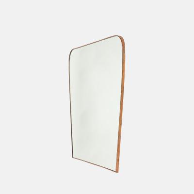 Midcentury Italian Modernist Large Shaped Brass Mirror 