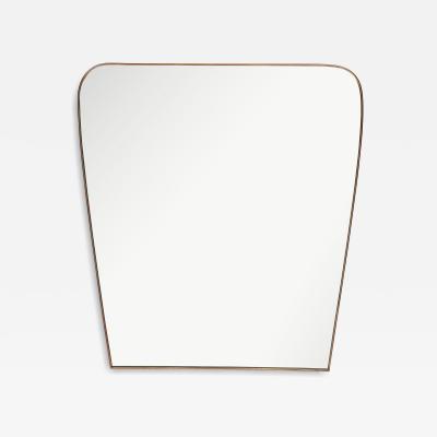 Midcentury Italian Modernist Large Shaped Brass Mirror 
