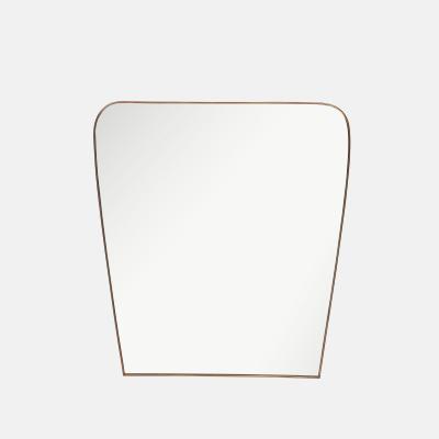 Midcentury Italian Modernist Large Shaped Brass Mirror 