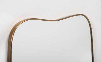 Midcentury Italian Modernist Pair of Large Scale Shaped Brass Mirrors