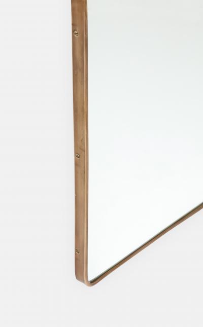 Midcentury Italian Modernist Pair of Large Shaped Brass Mirrors