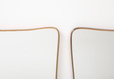 Midcentury Italian Modernist Pair of Shaped Brass Mirrors