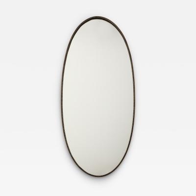 Midcentury Italian Oval Beaded Brass Mirror