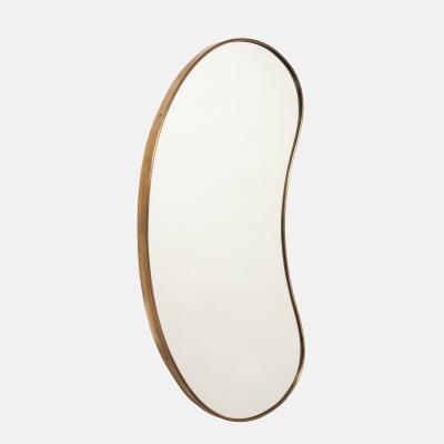 Midcentury Italian Pair of Kidney Shaped Brass Mirrors