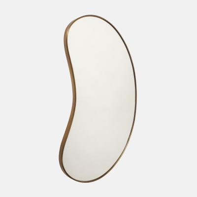 Midcentury Italian Pair of Kidney Shaped Brass Mirrors