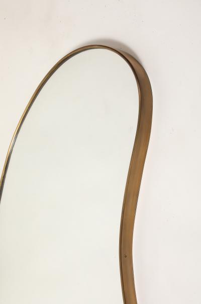 Midcentury Italian Pair of Kidney Shaped Brass Mirrors