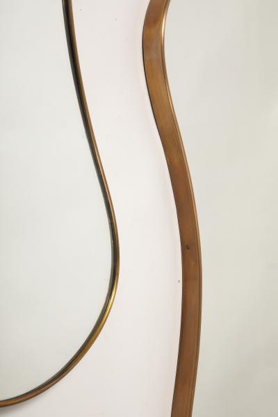 Midcentury Italian Pair of Kidney Shaped Brass Mirrors