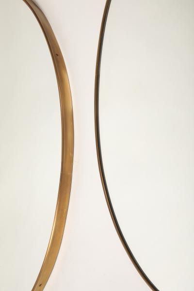Midcentury Italian Pair of Kidney Shaped Brass Mirrors