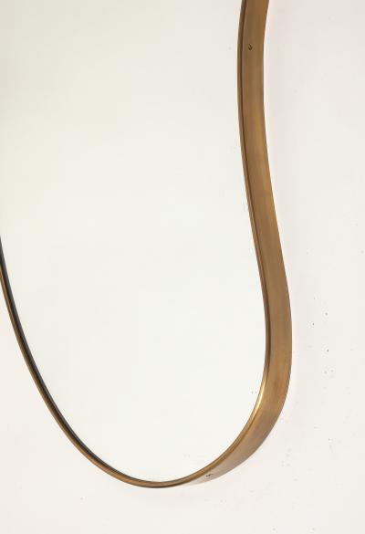 Midcentury Italian Pair of Kidney Shaped Brass Mirrors