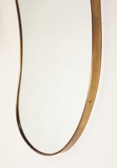 Midcentury Italian Pair of Kidney Shaped Brass Mirrors