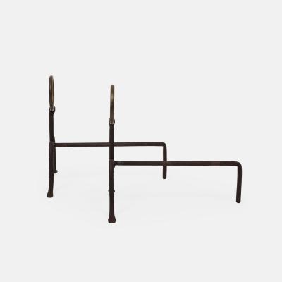 Midcentury Italian Pair of Wrought Iron Andirons