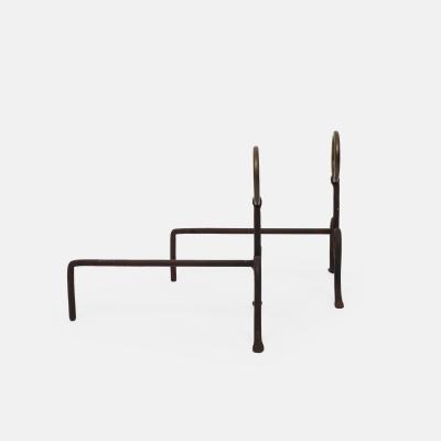 Midcentury Italian Pair of Wrought Iron Andirons