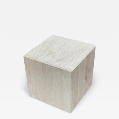 Midcentury Italian Post Modern Travertine Cube Side Table or End Table