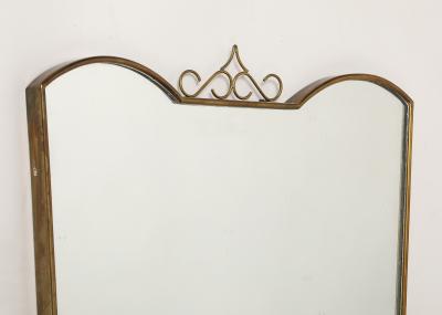Midcentury Italian Shaped Brass Mirror with Scroll Decoration