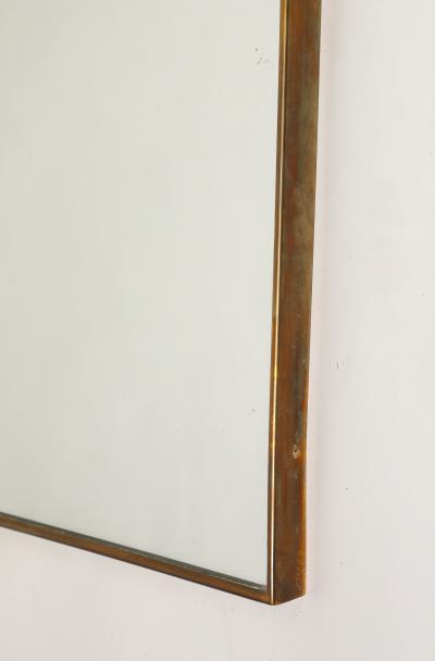 Midcentury Italian Shaped Brass Mirror with Scroll Decoration