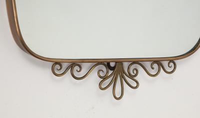 Midcentury Italian Shaped Brass Mirror with Scroll Decorations