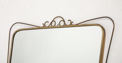 Midcentury Italian Shaped Brass Mirror with Scroll Decorations