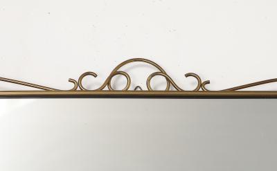 Midcentury Italian Shaped Brass Mirror with Scroll Decorations