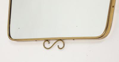 Midcentury Italian Shaped Brass Mirror with Scroll Decorations