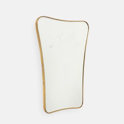 Midcentury Italian Shaped Brass Wall Mirror in Style of Gio Ponti
