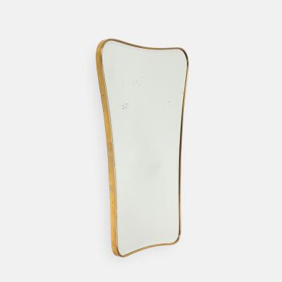 Midcentury Italian Shaped Brass Wall Mirror in Style of Gio Ponti
