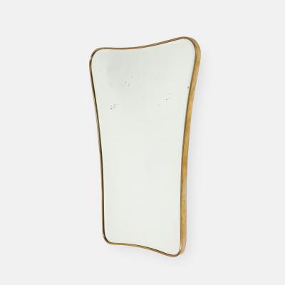 Midcentury Italian Shaped Brass Wall Mirror in Style of Gio Ponti