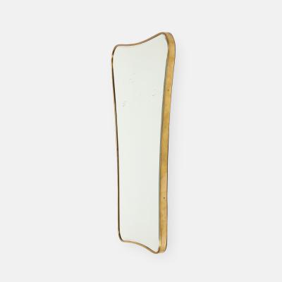 Midcentury Italian Shaped Brass Wall Mirror in Style of Gio Ponti