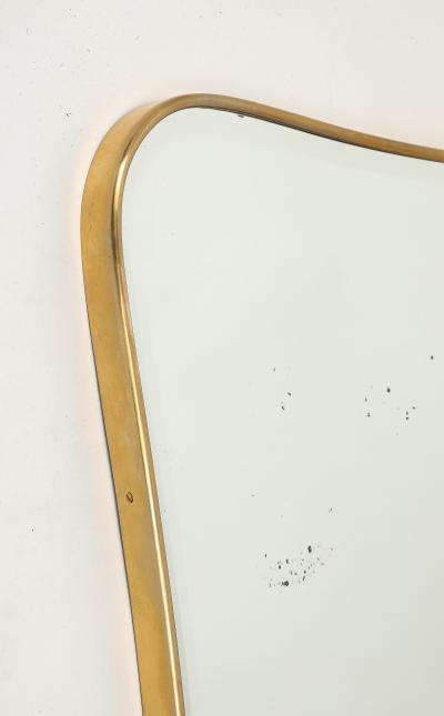 Midcentury Italian Shaped Brass Wall Mirror in Style of Gio Ponti