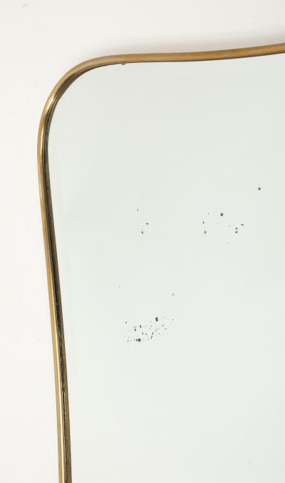 Midcentury Italian Shaped Brass Wall Mirror in Style of Gio Ponti