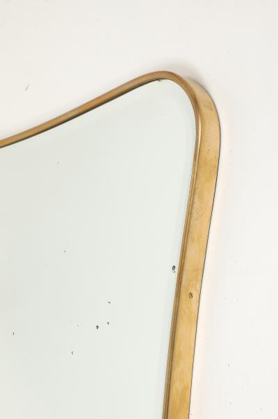 Midcentury Italian Shaped Brass Wall Mirror in Style of Gio Ponti