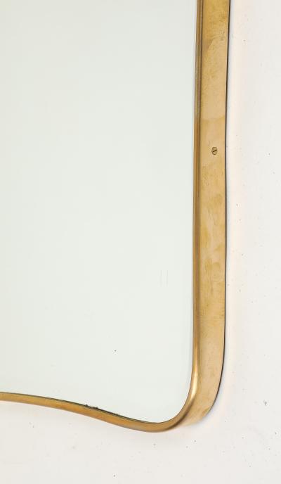 Midcentury Italian Shaped Brass Wall Mirror in Style of Gio Ponti