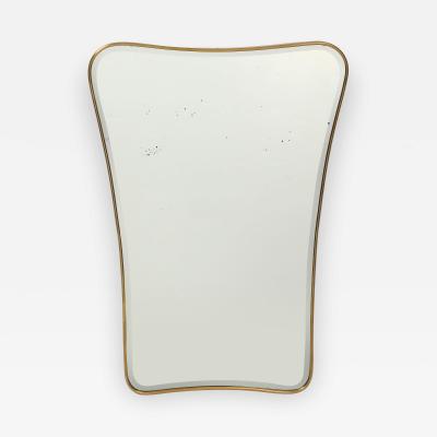 Midcentury Italian Shaped Brass Wall Mirror in Style of Gio Ponti