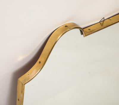 Midcentury Italian Shield Shaped Brass Mirror