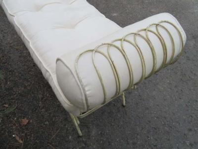 Midcentury Italian Wrought Iron Scroll Arm Bench