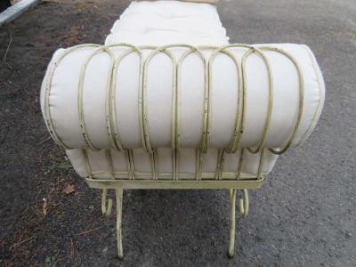 Midcentury Italian Wrought Iron Scroll Arm Bench