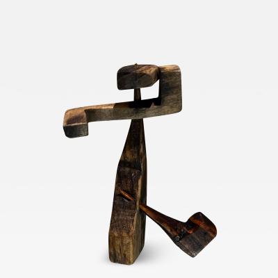 Midcentury Modern Abstract Figure Carved Wood Table Sculpture