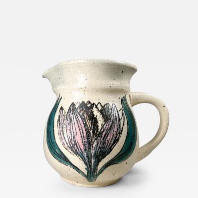 Midcentury Modern Art Pottery Decorative Flower Pitcher signed