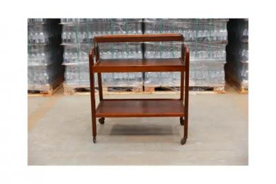 Midcentury Modern Bar Cart in Hardwood Brass by Ming Moveis Brazil 1950s