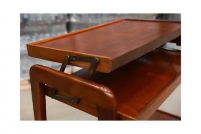 Midcentury Modern Bar Cart in Hardwood Brass by Ming Moveis Brazil 1950s