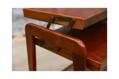 Midcentury Modern Bar Cart in Hardwood Brass by Ming Moveis Brazil 1950s