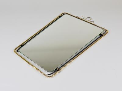 Midcentury Modern Brass Loops Wire Wall mirror Italy 1950s