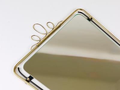 Midcentury Modern Brass Loops Wire Wall mirror Italy 1950s