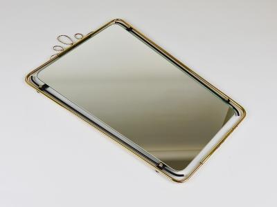 Midcentury Modern Brass Loops Wire Wall mirror Italy 1950s