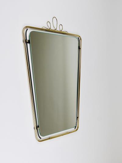 Midcentury Modern Brass Loops Wire Wall mirror Italy 1950s