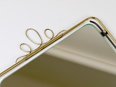 Midcentury Modern Brass Loops Wire Wall mirror Italy 1950s